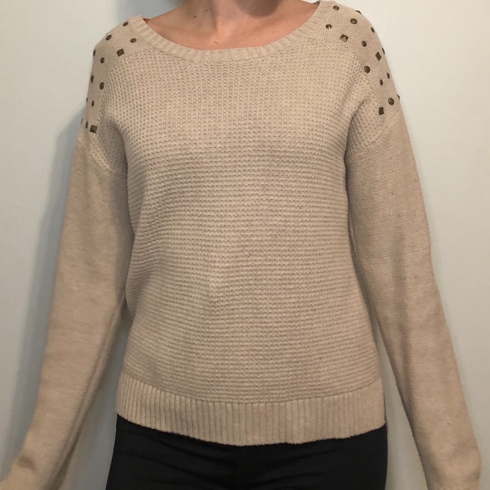 Route 66 Cotton Long Sleeve Sweater Tan Sz S